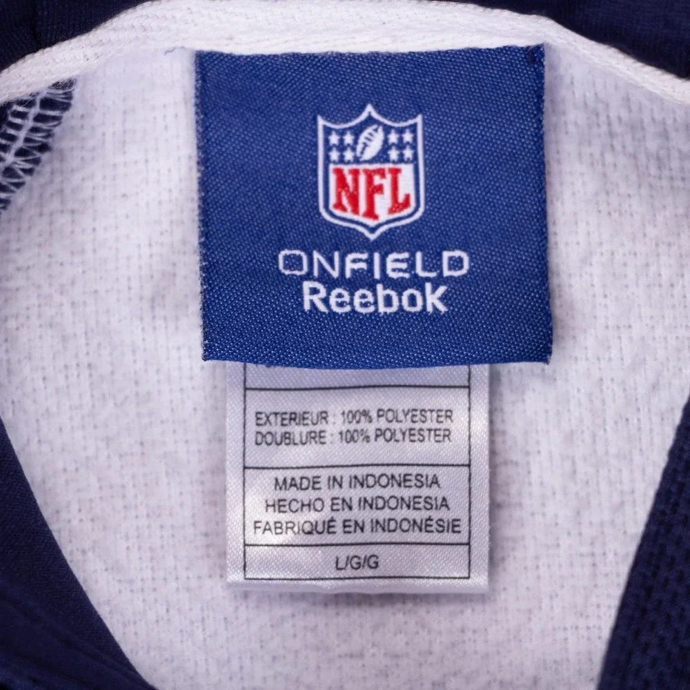 Reebok NFL On Field Dallas Cowboys Hoodie Mens Large White Navy Blue 8438A - Picture 5 of 14